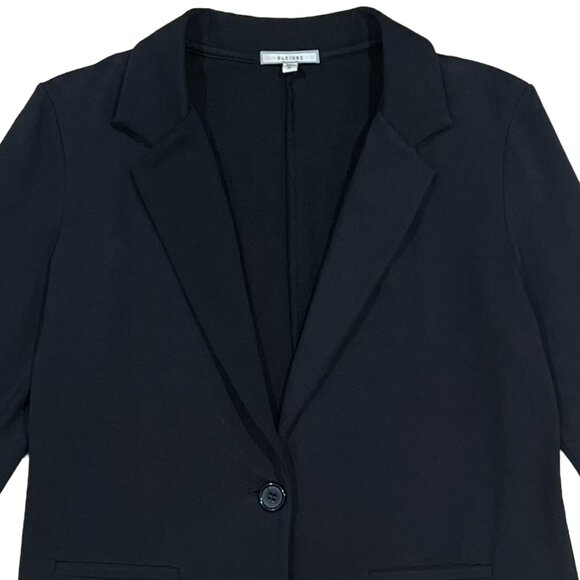 Black One-Button Cotton Stretch Blazer — Made in USA — Pleione Size M - Picture 5 of 12